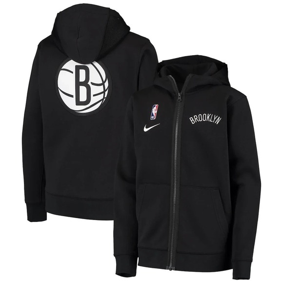 Nike Other - Nike Boys Brooklyn Nets NBA Showtime Full Zip Hoodie Black Medium 10-12 Dri-FIT